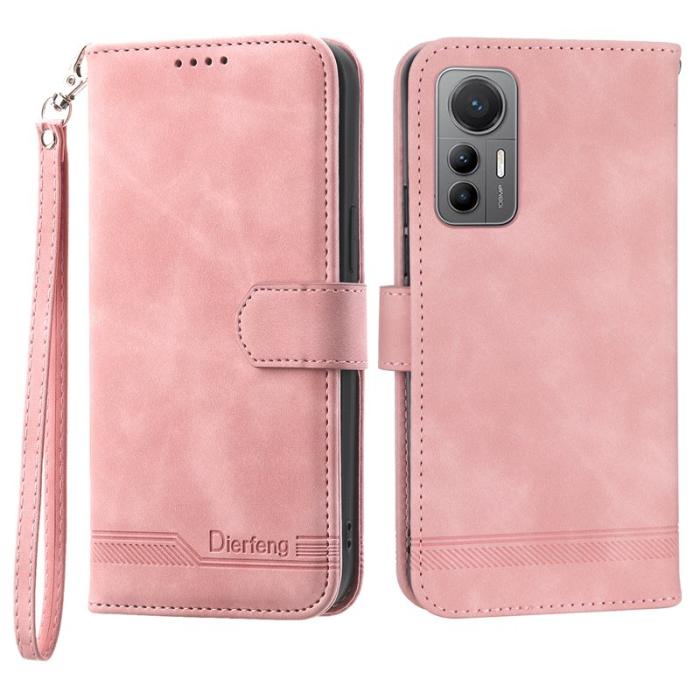DIERFENG - DIERFENG DF-03 Fodral för Xiaomi 12 Lite 5G Äkta läder - Rosa