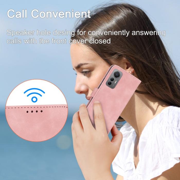 DIERFENG - DIERFENG DF-03 Fodral för Xiaomi 12 Lite 5G Äkta läder - Rosa