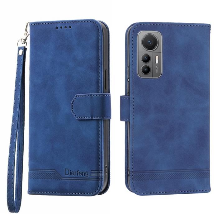 DIERFENG - DIERFENG DF-03 Fodral för Xiaomi 12 Pro 5G - PU Läder - Blå