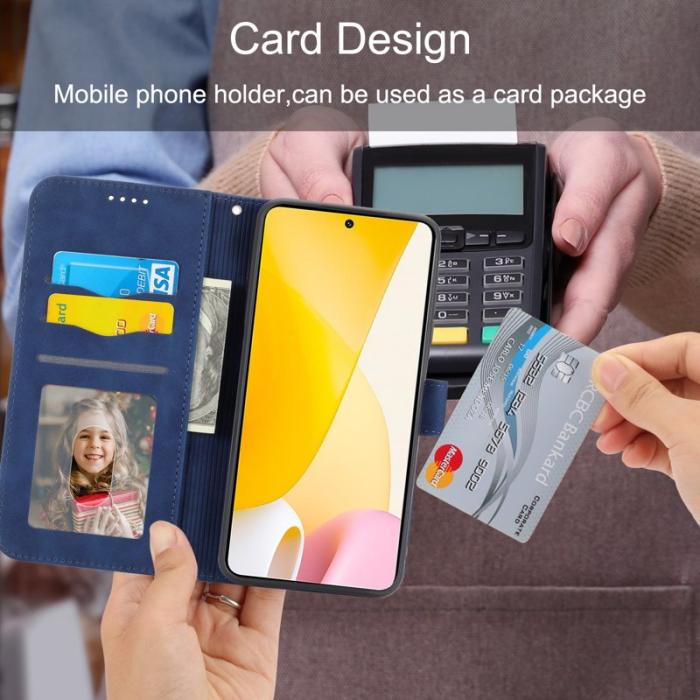 DIERFENG - DIERFENG DF-03 Fodral för Xiaomi 12 Pro 5G - PU Läder - Blå