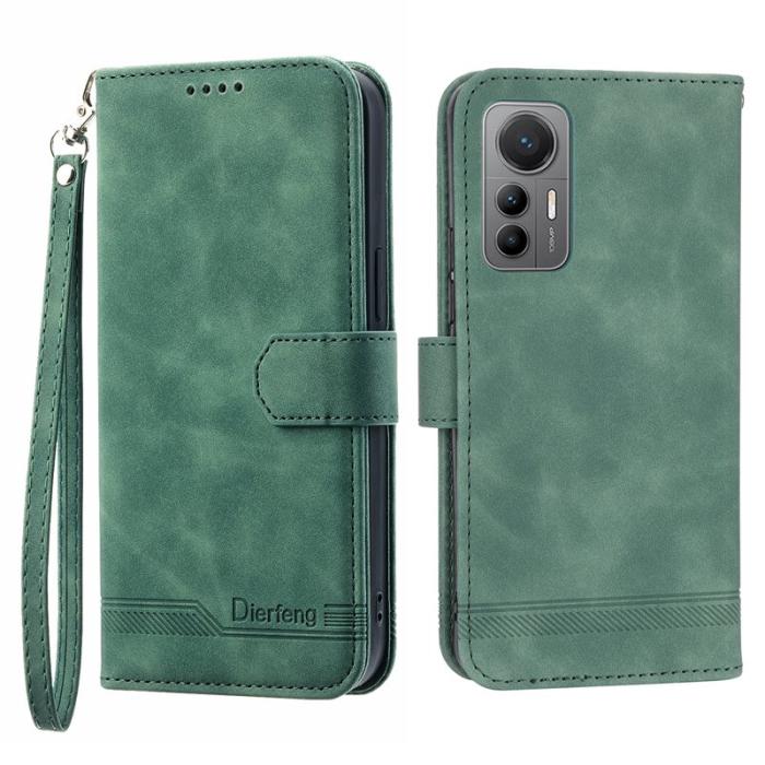 DIERFENG - DIERFENG DF-03 Fodral för Xiaomi 12 Pro 5G - PU Läder - Grön