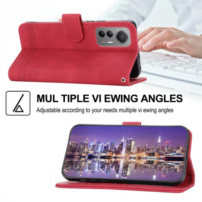 DIERFENG - DIERFENG DF-03 Fodral för Xiaomi 12 Pro 5G - PU Läder - Röd