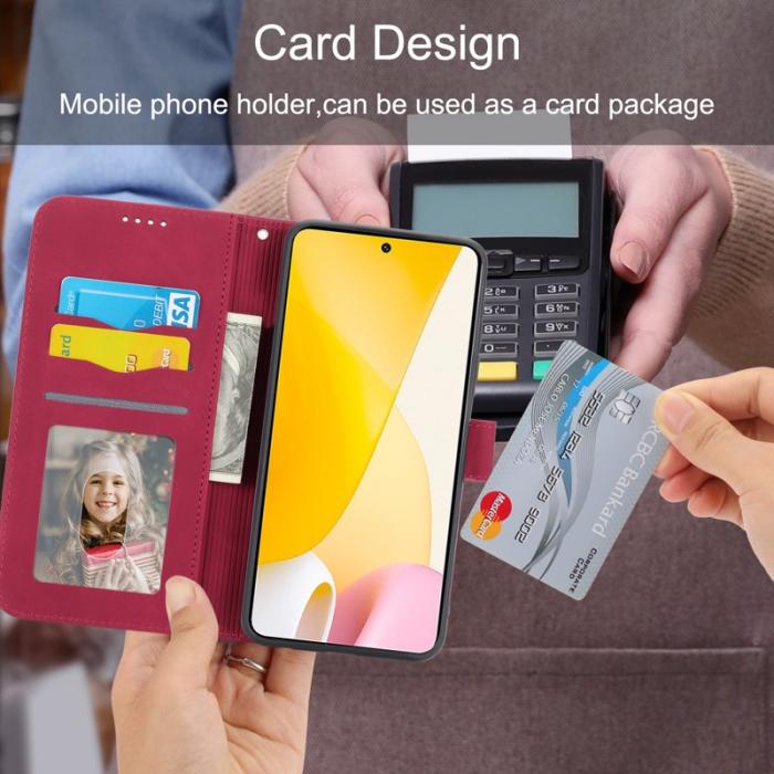 DIERFENG - DIERFENG DF-03 Fodral för Xiaomi 12 Pro 5G - PU Läder - Röd