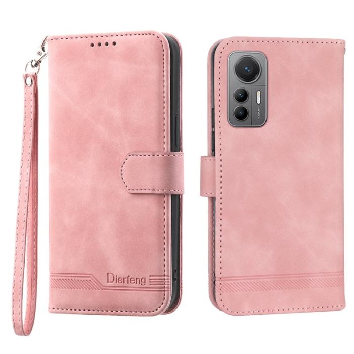 DIERFENG - DIERFENG DF-03 Fodral för Xiaomi 12 Pro 5G - PU Läder - Rosa