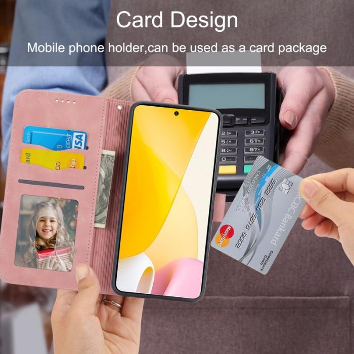 DIERFENG - DIERFENG DF-03 Fodral för Xiaomi 12 Pro 5G - PU Läder - Rosa