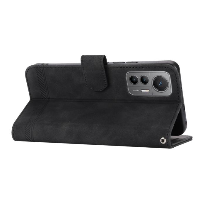 DIERFENG - DIERFENG DF-03 Fodral för Xiaomi 12 Pro 5G - PU Läder - Svart