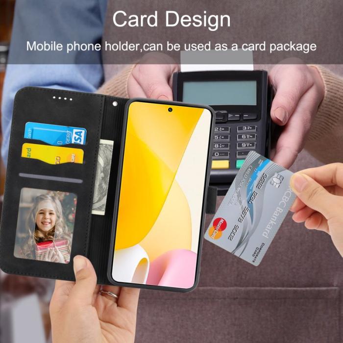 DIERFENG - DIERFENG DF-03 Fodral för Xiaomi 12 Pro 5G - PU Läder - Svart