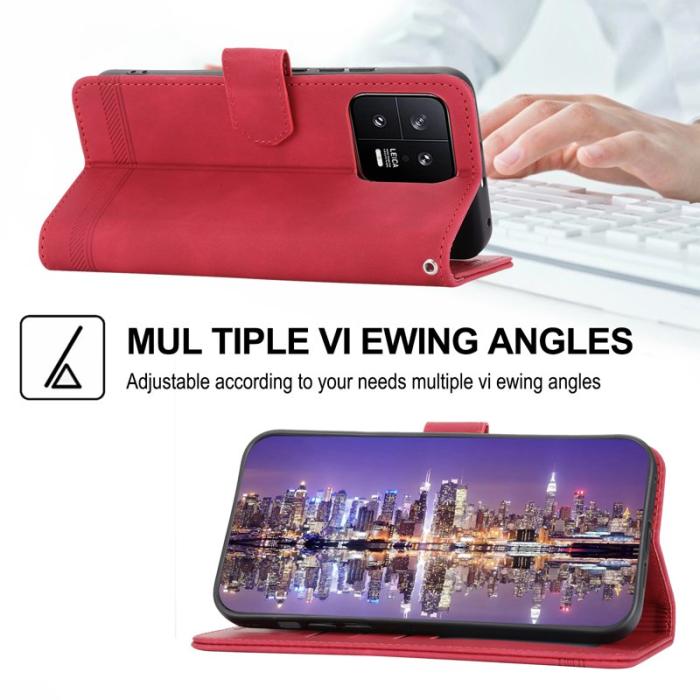 DIERFENG - DIERFENG DF-03 Fodral för Xiaomi 13 5G - PU läder - Röd