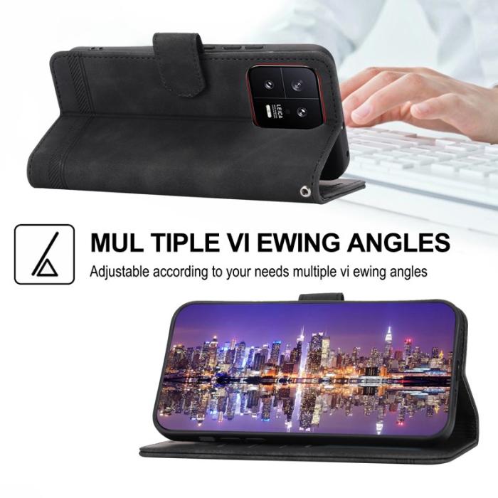 DIERFENG - DIERFENG DF-03 Fodral för Xiaomi 13 5G - PU läder - Svart