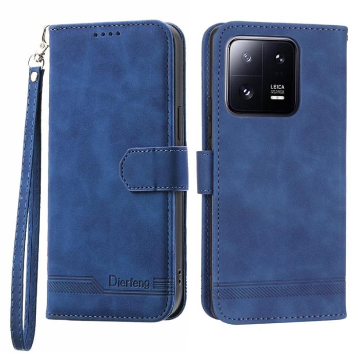 DIERFENG - DIERFENG DF-03 Fodral för Xiaomi 13 Pro 5G PU Läder - Blå