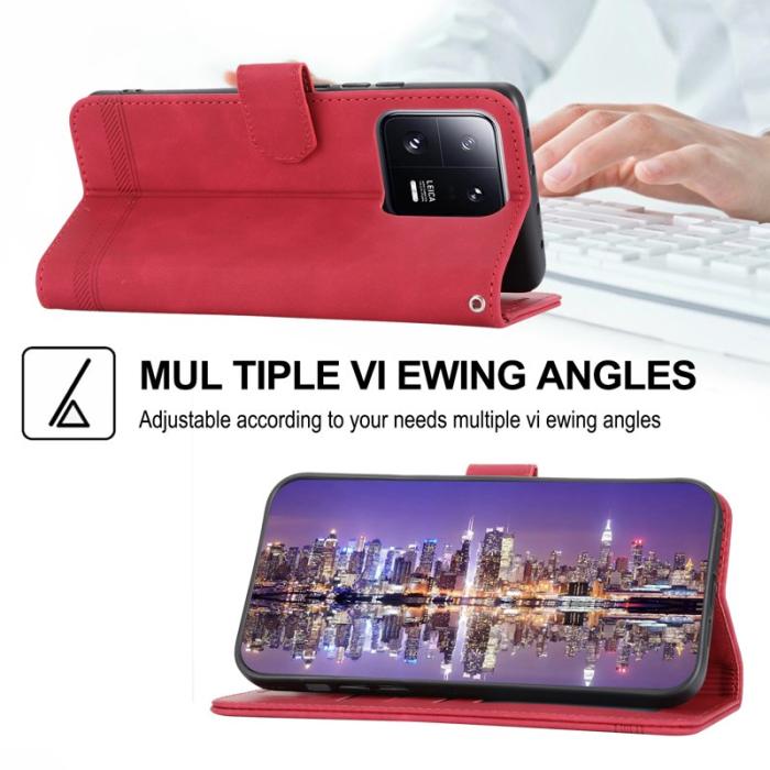 DIERFENG - DIERFENG DF-03 Fodral för Xiaomi 13 Pro 5G PU Läder - Röd