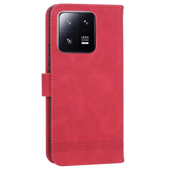 DIERFENG - DIERFENG DF-03 Fodral för Xiaomi 13 Pro 5G PU Läder - Röd
