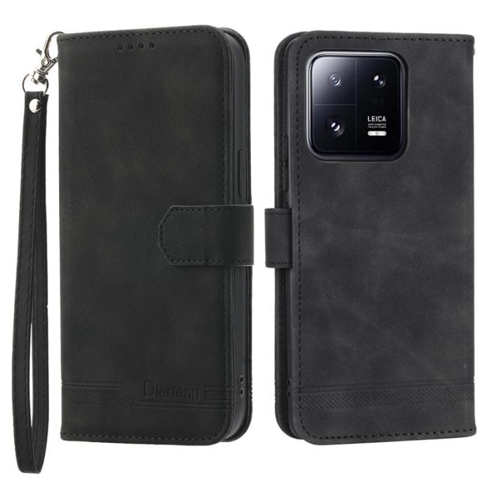 DIERFENG - DIERFENG DF-03 Fodral för Xiaomi 13 Pro 5G - PU Läder - Svart