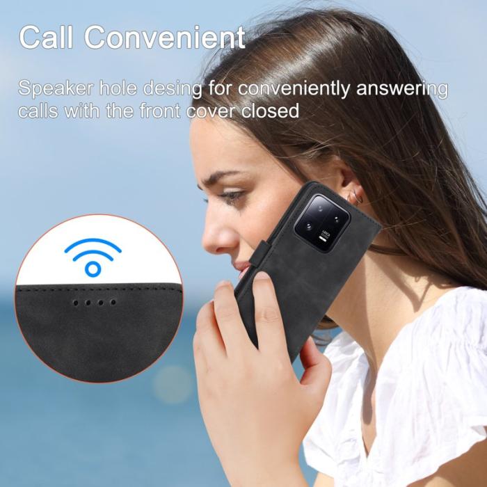 DIERFENG - DIERFENG DF-03 Fodral för Xiaomi 13 Pro 5G - PU Läder - Svart
