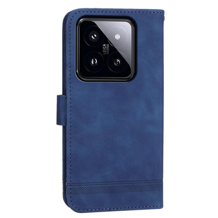 DIERFENG - DIERFENG DF-03 Fodral för Xiaomi 14 Pro - Scratch-resistant PU Läder - Blå