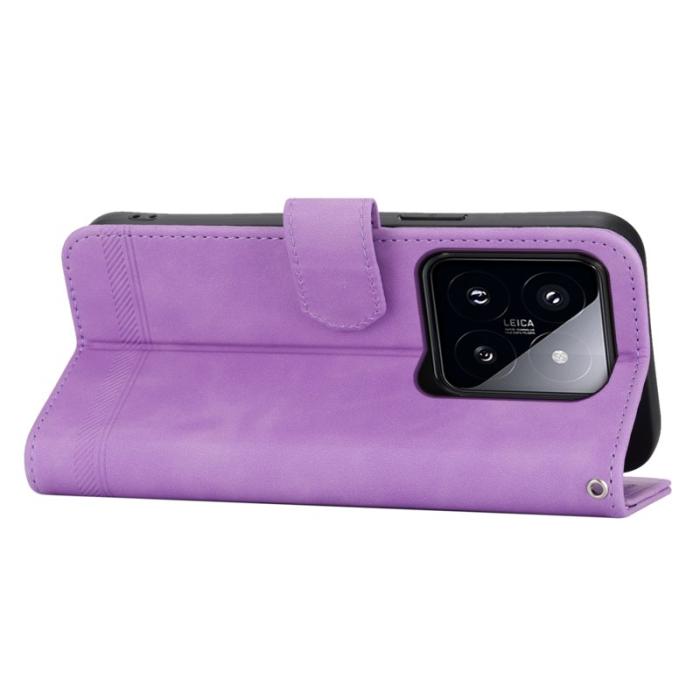 DIERFENG - DIERFENG DF-03 Fodral för Xiaomi 14 Pro - Scratch-resistant PU Läder - Lila