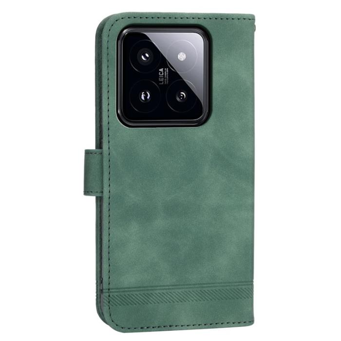 DIERFENG - DIERFENG DF-03 Fodral för Xiaomi 14 Pro - Scratch-resistant PU Leather - Grön