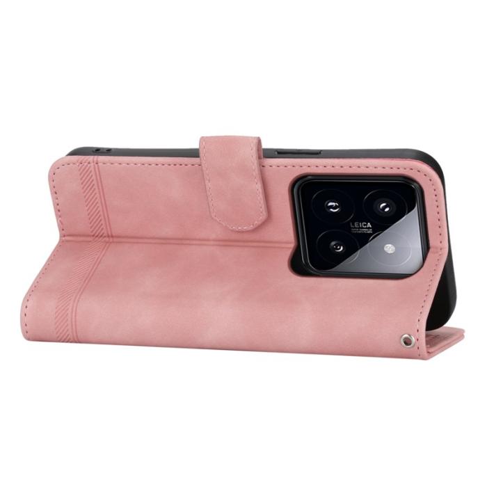DIERFENG - DIERFENG DF-03 Fodral för Xiaomi 14 Pro - Scratch-resistant PU Leather - Pink