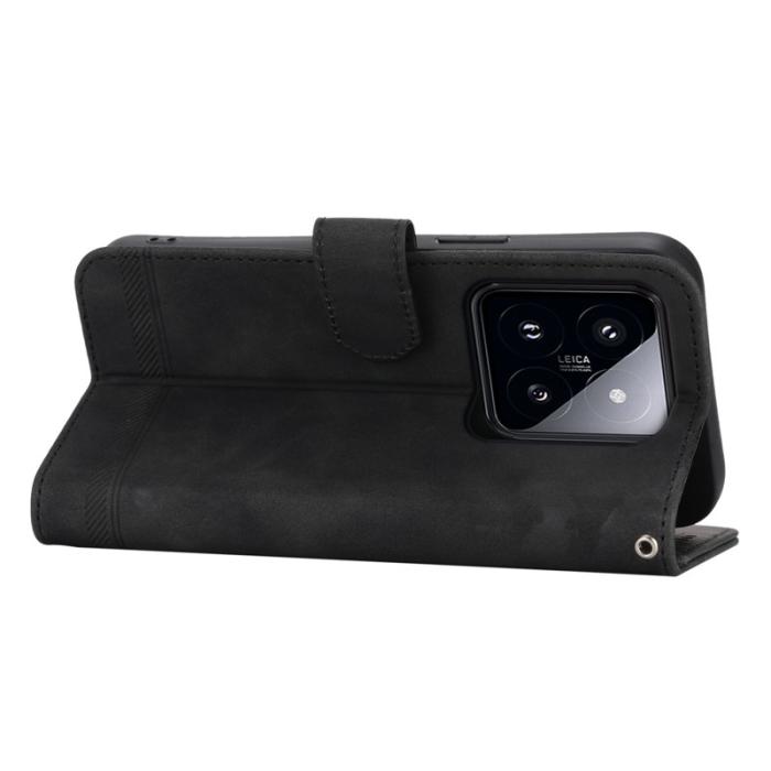 DIERFENG - DIERFENG DF-03 Fodral för Xiaomi 14 Pro - Scratch-resistant PU Leather - Svart