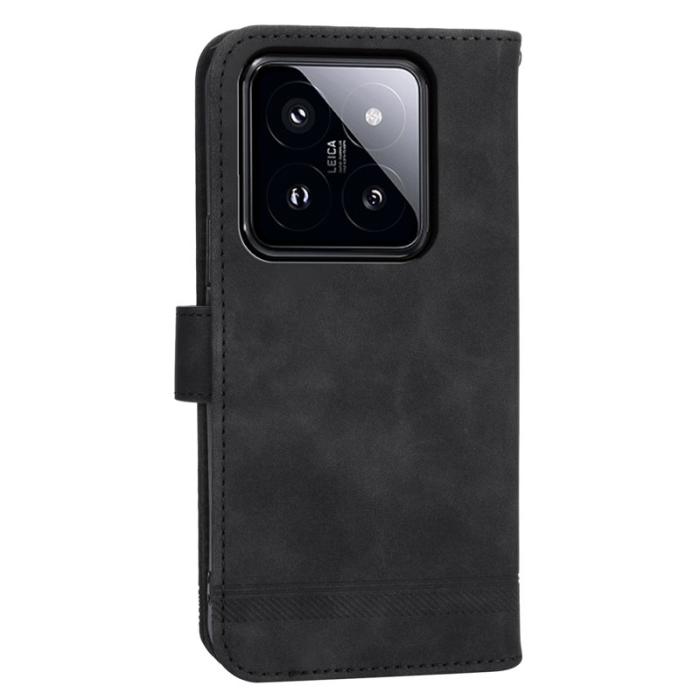 DIERFENG - DIERFENG DF-03 Fodral för Xiaomi 14 Pro - Scratch-resistant PU Leather - Svart