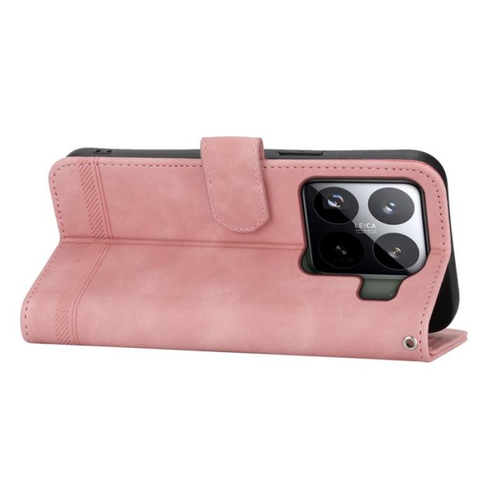 DIERFENG - DIERFENG DF-03 Fodral för Xiaomi 15 Pro Äkta läder - Rosa