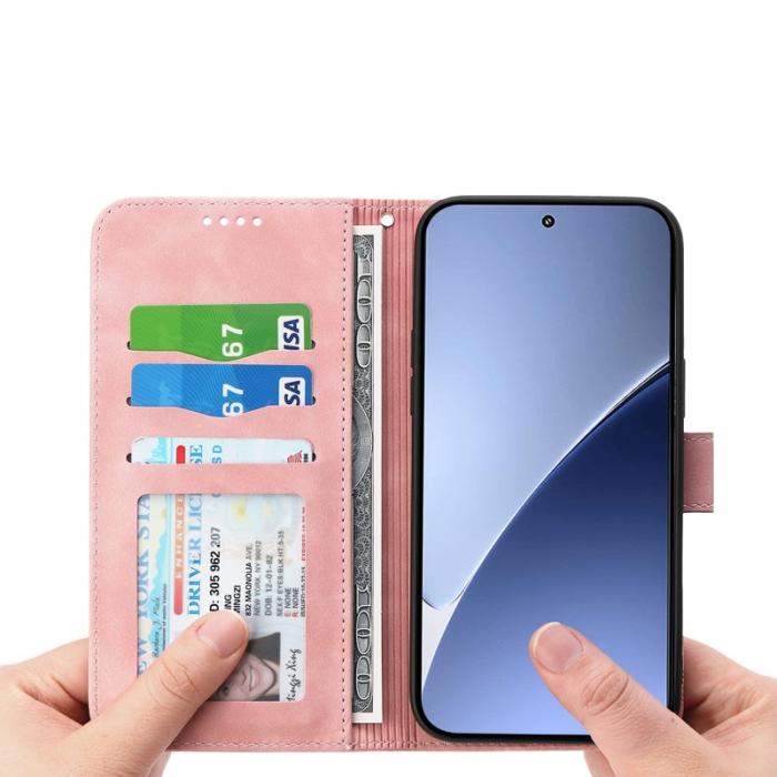 DIERFENG - DIERFENG DF-03 Fodral för Xiaomi 15 Pro Äkta läder - Rosa