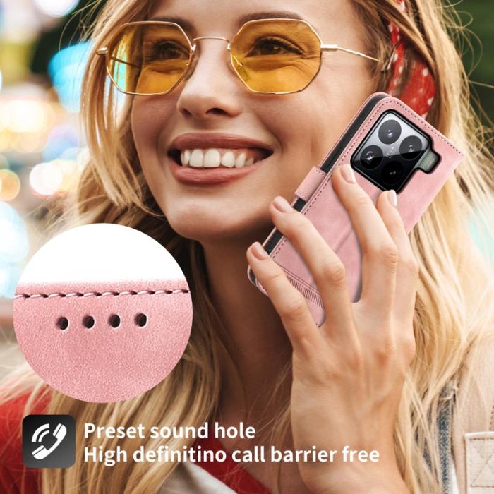 DIERFENG - DIERFENG DF-03 Fodral för Xiaomi 15 Pro Äkta läder - Rosa