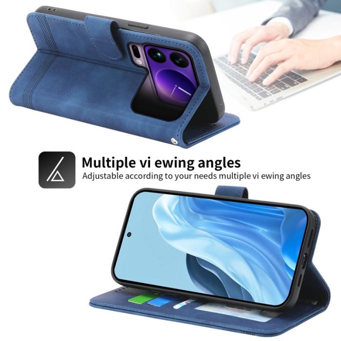 DIERFENG - DIERFENG DF-03 Fodral för Xiaomi 17 Pro Max Äkta läder - Blå