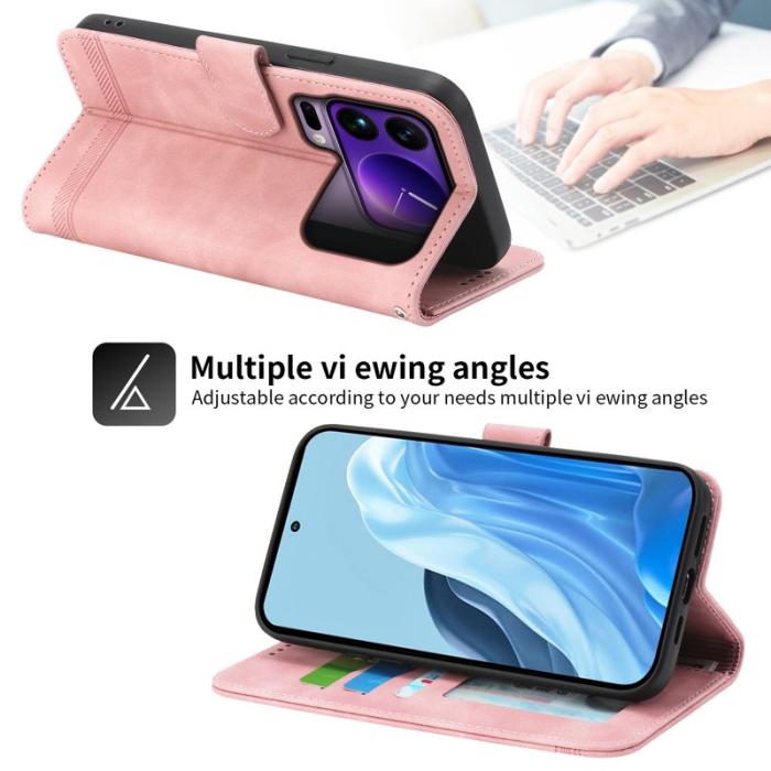 DIERFENG - DIERFENG DF-03 Fodral för Xiaomi 17 Pro Max - Äkta läder - Rosa