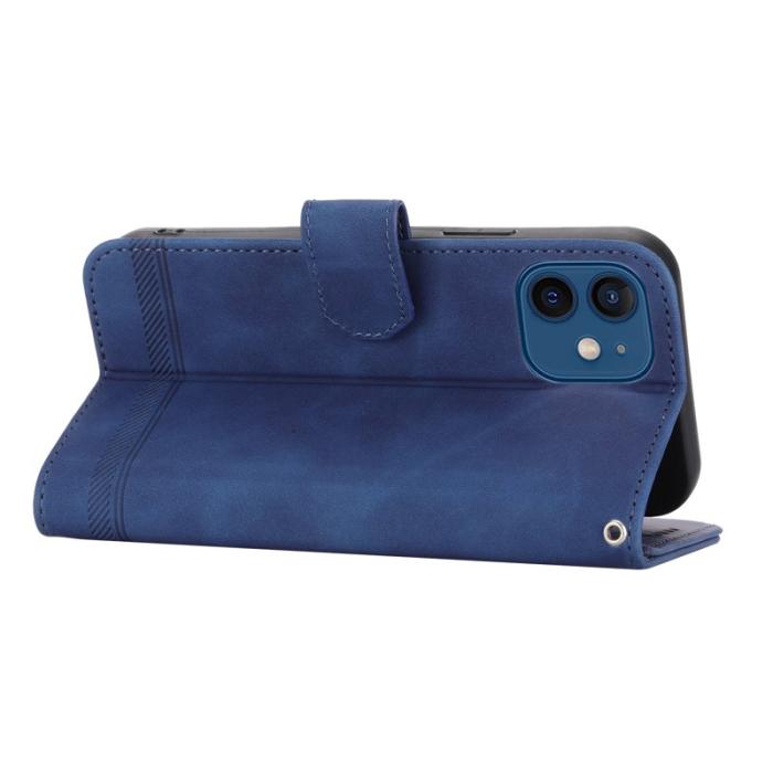 DIERFENG - DIERFENG DF-03 Fodral i Äkta läder - Blå för iPhone 12/12 Pro