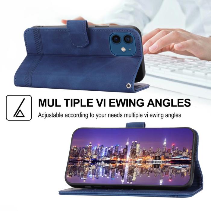 DIERFENG - DIERFENG DF-03 Fodral i Äkta läder - Blå för iPhone 12/12 Pro