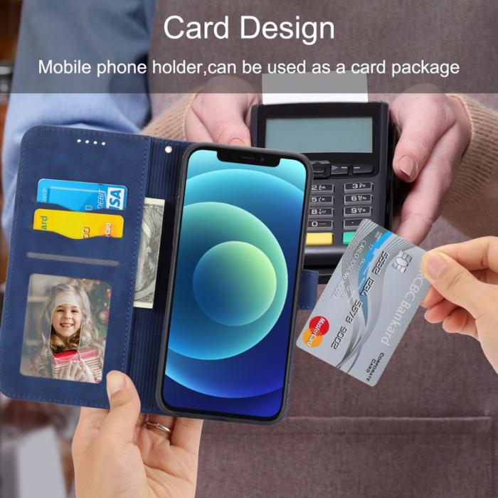 DIERFENG - DIERFENG DF-03 Fodral i Äkta läder - Blå för iPhone 12/12 Pro