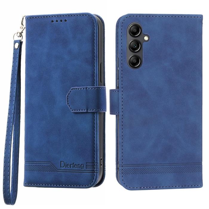 DIERFENG - DIERFENG DF-03 Fodral i Äkta läder - Blå för Samsung Galaxy A34 5G