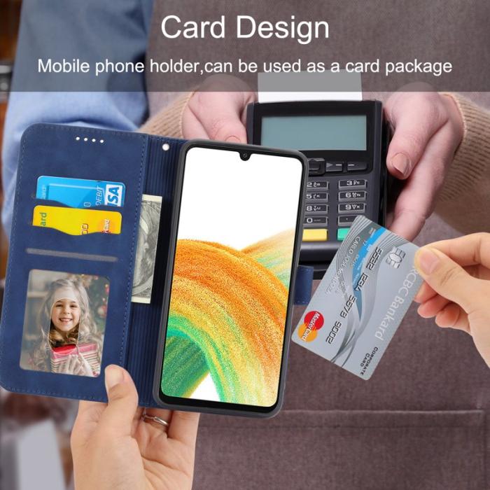 DIERFENG - DIERFENG DF-03 Fodral i Äkta läder - Blå för Samsung Galaxy A34 5G