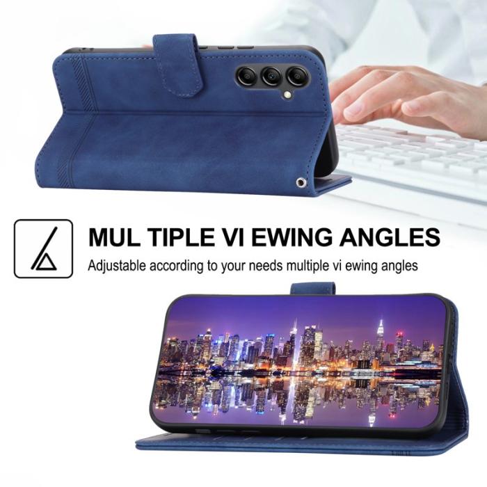 DIERFENG - DIERFENG DF-03 Fodral i Äkta läder - Blå för Samsung Galaxy A34 5G