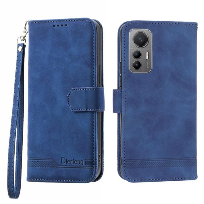 DIERFENG - DIERFENG DF-03 Fodral i Äkta Läder - Blå för Xiaomi 12T 5G
