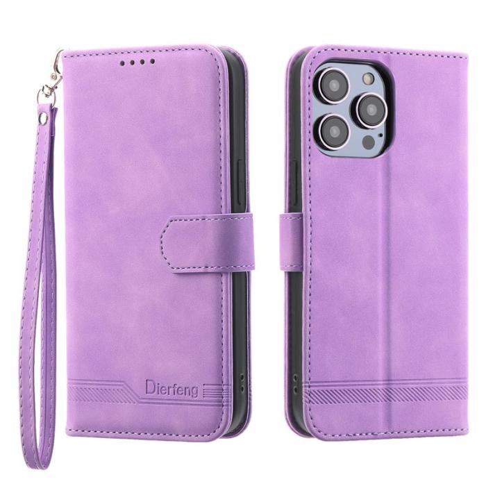 DIERFENG - DIERFENG DF-03 Fodral i Äkta Läder för iPhone 12 Pro Max - Lila