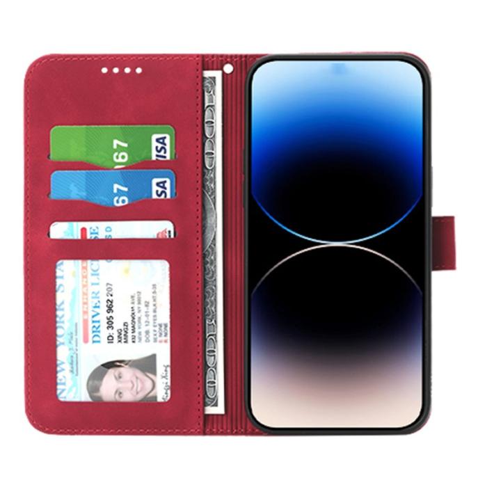 DIERFENG - DIERFENG DF-03 Fodral i Äkta Läder för iPhone 12 Pro Max - Röd