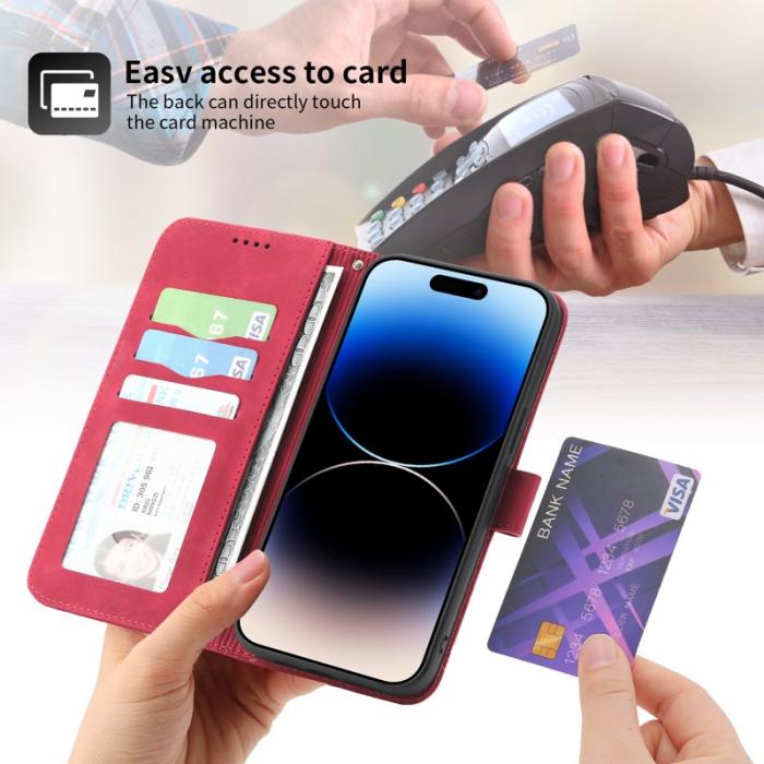 DIERFENG - DIERFENG DF-03 Fodral i Äkta Läder för iPhone 12 Pro Max - Röd