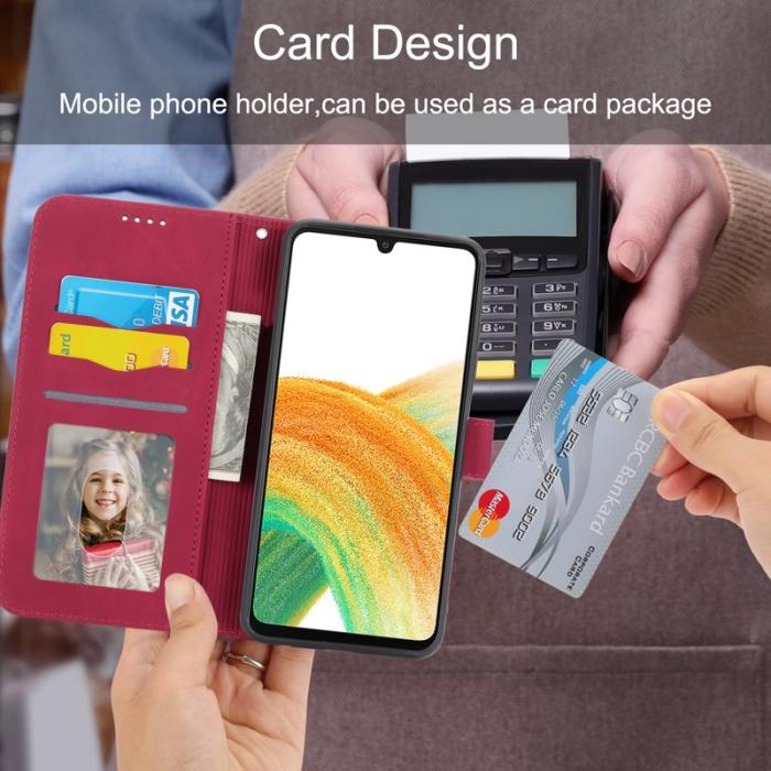 DIERFENG - DIERFENG DF-03 Fodral i Äkta Läder för Samsung Galaxy A34 5G - Röd