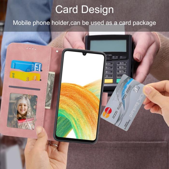 DIERFENG - DIERFENG DF-03 Fodral i Äkta läder för Samsung Galaxy A34 - Rosa