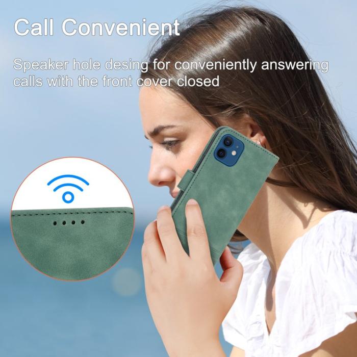 DIERFENG - DIERFENG DF-03 Fodral i Äkta läder - Grön - iPhone 12 / 12 Pro