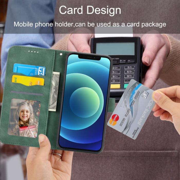 DIERFENG - DIERFENG DF-03 Fodral i Äkta läder - Grön - iPhone 12 / 12 Pro