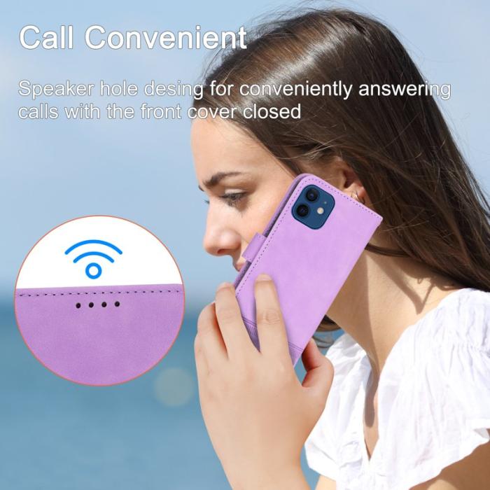 DIERFENG - DIERFENG DF-03 Fodral i Äkta läder - Lila - iPhone 12 / 12 Pro