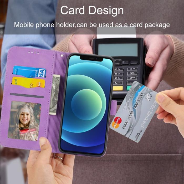 DIERFENG - DIERFENG DF-03 Fodral i Äkta läder - Lila - iPhone 12 / 12 Pro