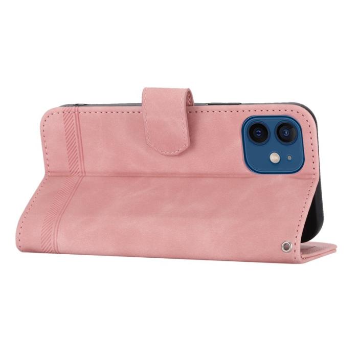 DIERFENG - DIERFENG DF-03 Fodral i Äkta läder - Rosa för iPhone 12/12 Pro