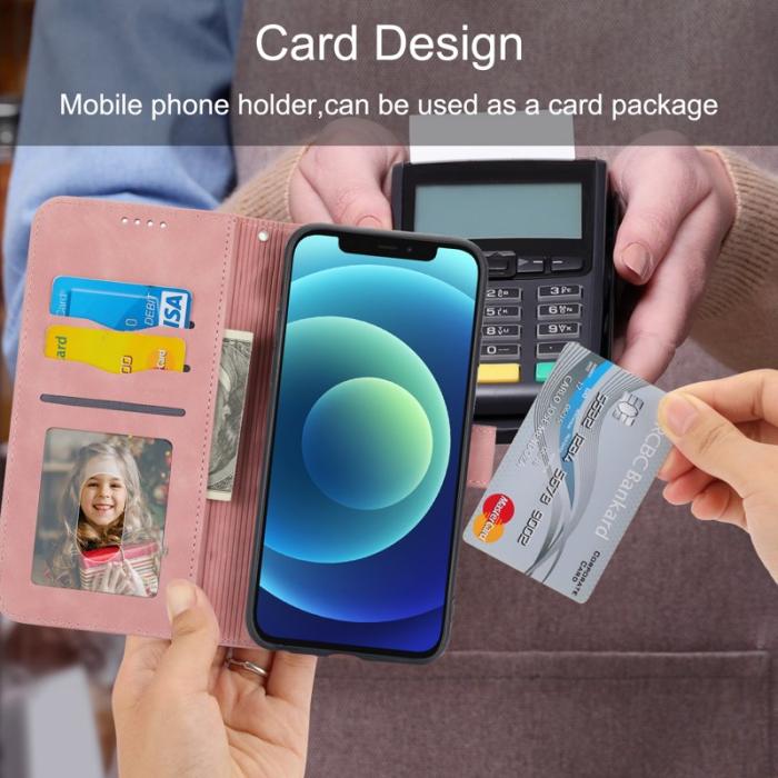 DIERFENG - DIERFENG DF-03 Fodral i Äkta läder - Rosa för iPhone 12/12 Pro