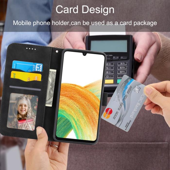 DIERFENG - DIERFENG DF-03 Plånboksfodral i Konstläder - Svart för Samsung Galaxy A34 5G