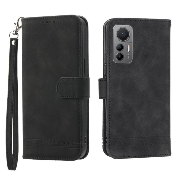 DIERFENG - DIERFENG DF-03 Fodral i Äkta Läder - Svart för Xiaomi 12T 5G
