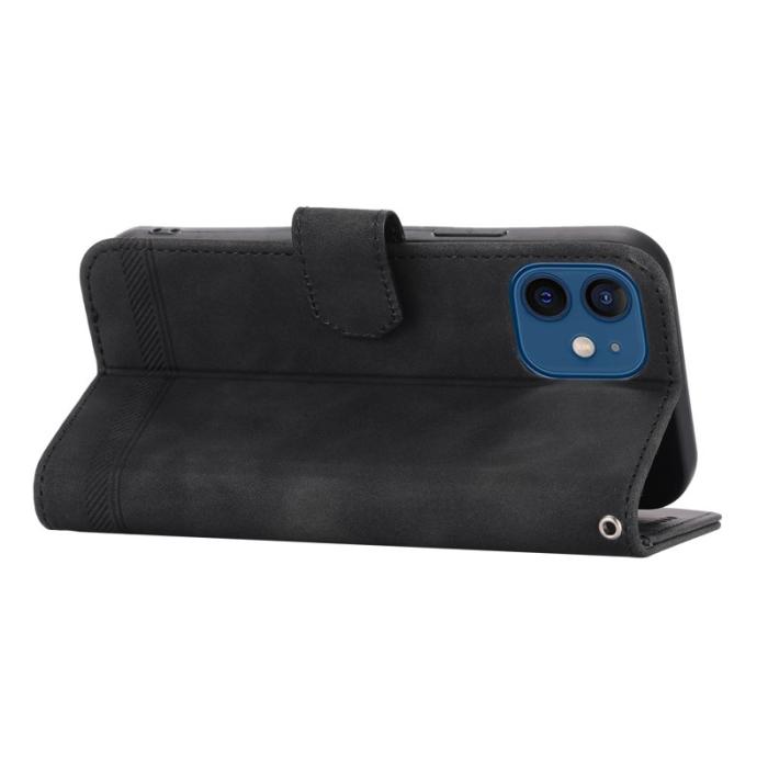 DIERFENG - DIERFENG DF-03 Fodral i Äkta läder - Svart - iPhone 12 / 12 Pro